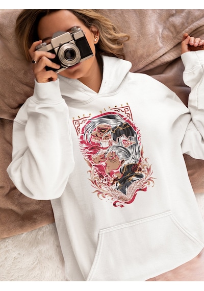 Sevbano Özel Tasarım Eren Yeager Baskılı Unisex Oversize Attack On Titan beyaz