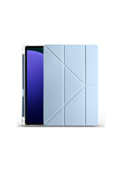 Galaxy Tab S9 Ultra Kılıf Uyumlu Zore Tri Folding Kalem Bölmeli Standlı Kılıf-mavi Tablet Kılıfı