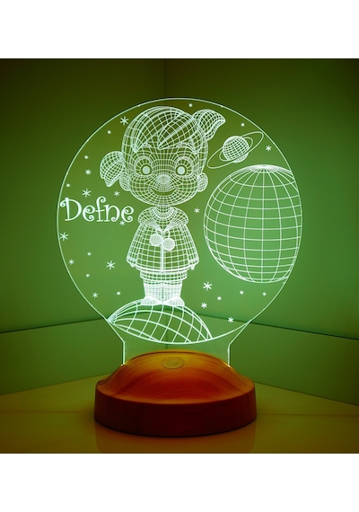 3D Led Lamba 3 Boyutlu Küçük Kız Kişiye Özel Hediye Gecelambası