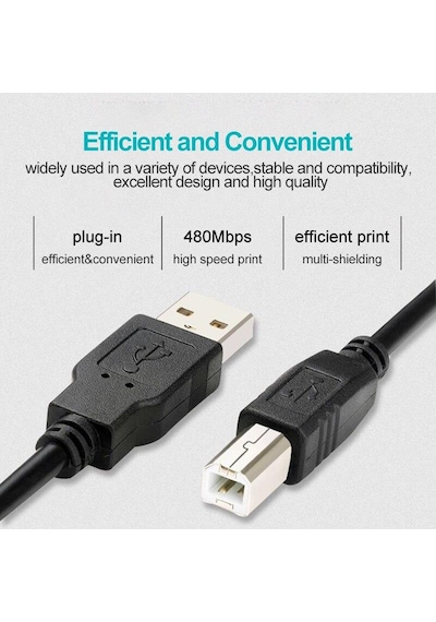 Ancheyn Yazıcı Printer Usb Ara Bağlantı Kablosu Usb 2.0 Yüksek Hız 5 M 4913