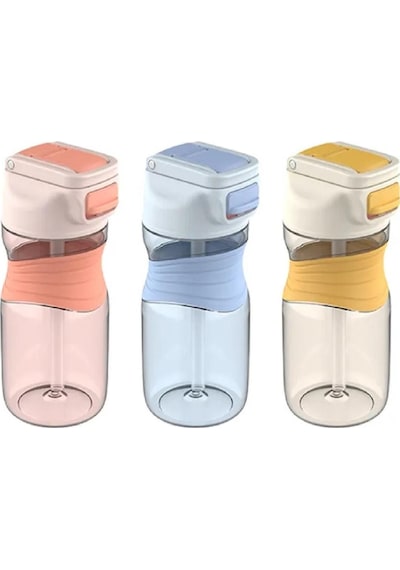 Vagonlife 450ml Pipetli Tritan Su Matarası Sarı-Mavi-Turuncu VGN030