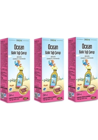 Ocean Balık Yağı Şurubu Karışık Meyve Aromalı 150 Ml 3'lü Paket