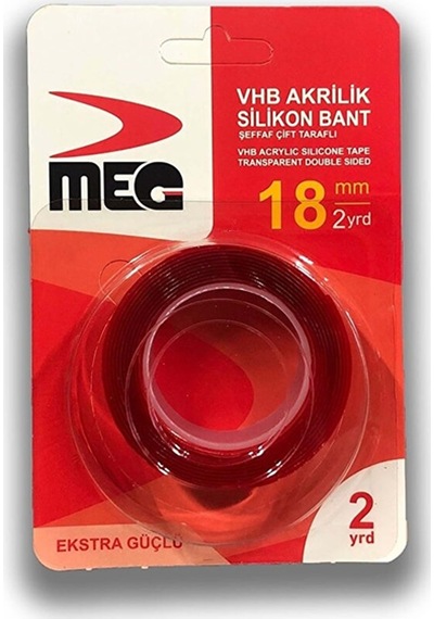RENUZU Meg Çift Taraflı Akrilik Silikonize Bant 18 Mm X 2 Metre