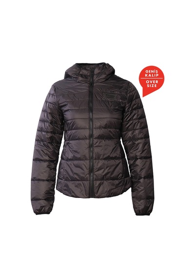 Hummel Shyvana Kadın Siyah Kapüşonlu Şişme Mont