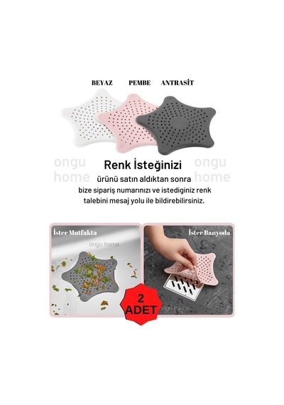 2 Adet Yıldız Süzgeç Lavabo Süzgeci Kaymaz Vantuzlu Banyo Süzgeci Silikon Diğer