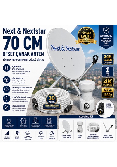 Next 70 Cm Uydu Seti Gold-111 Lnb + 30 M Kablo