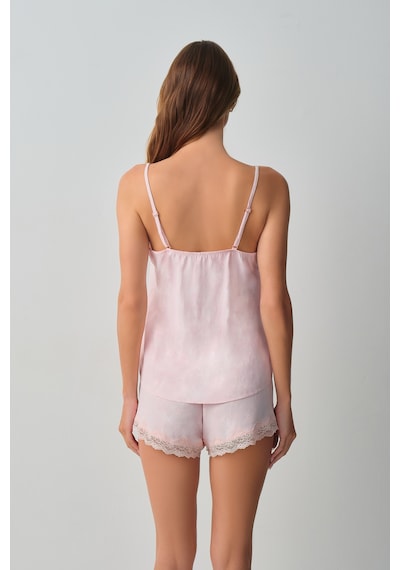 Suwen Floral Dantelli İnce Askılı Pijama Üstü Wsh11110064077 Pembe