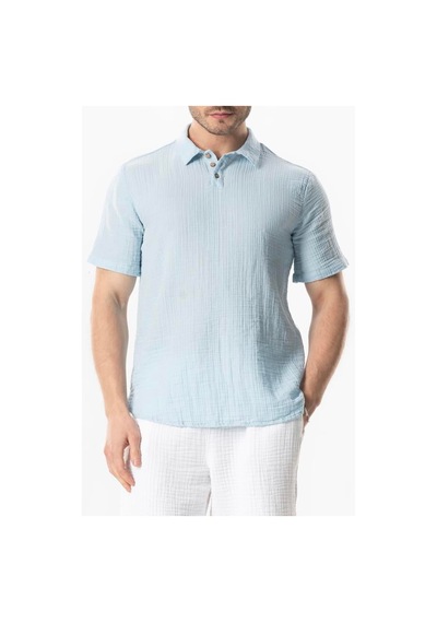 Kısa Kol Polo Yaka Müslin Yazlık Tshirt Buz Mavi Bmv Buz Mavi