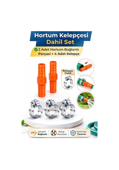 1/2 Bahçe Hortumu Bağlantı Ve Onarım Seti, 2 Adet Ekleme Aparatı Ve 4 Adet Kelepçe Dahil, Dayan