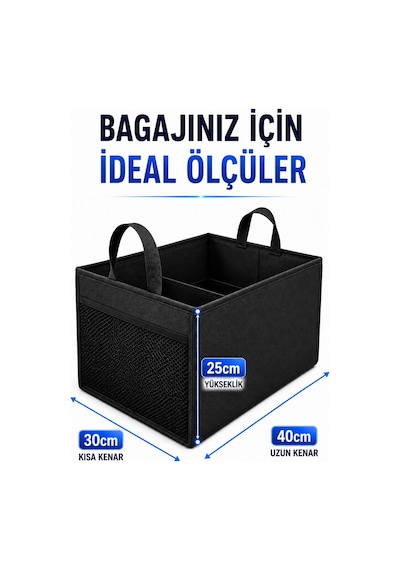 Araba Bagaj Çantası Araç İçi Bagaj Düzenleyici Araç Bagaj Organizer Oto Bagaj Düzenleyici 40x30x25cm