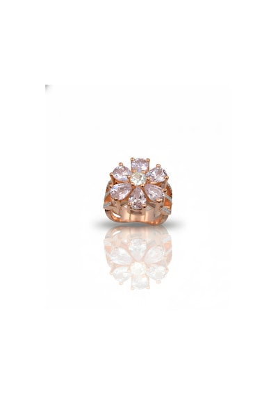 Pembe Taşlı Sevgi Çiçeği Gümüş Yüzük - Rose Rose Gold