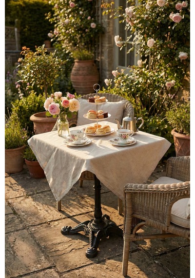 Linen Vintage Naturel Keten Masa Örtüsü - Ham Bej Yıkanmış Keten Bohem Sofra Örtüsü
