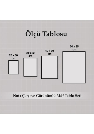 3 Parça Çerçeve Görünümlü Mdf Tablo Seti Setra