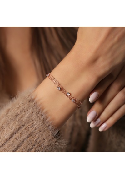 925 Ayar Gümüş Rose Taşlı Bileklik