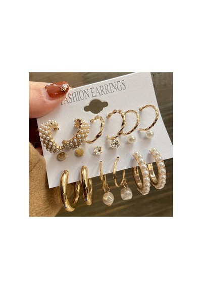 So-much Kadın Incili Gold Küpe Seti-6 İnci Gold - 255478412 İnci Gold - 255478412 İnci Gold