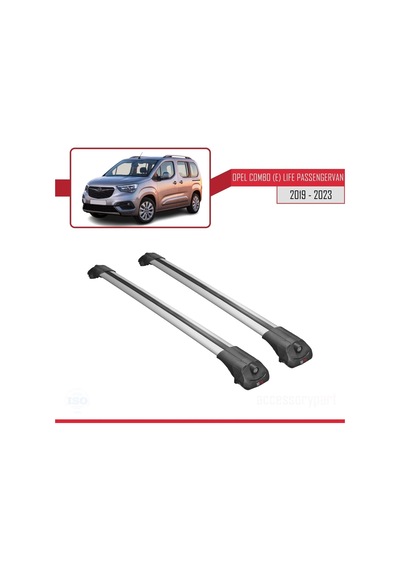 Opel Combo E Life Passengervan 2019-2023 Arası İle Uyumlu Ace-1 Ara Atkı Tavan Barı Gri