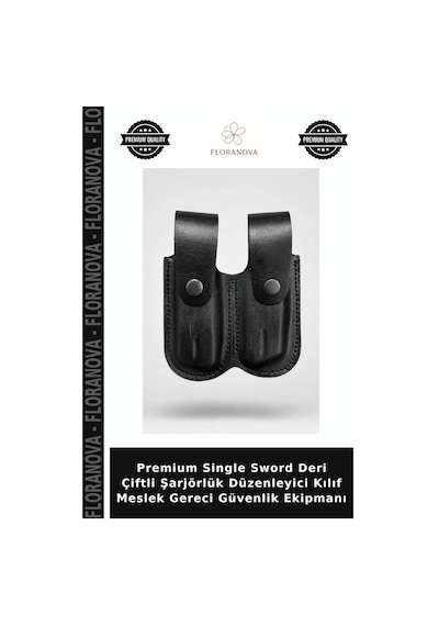 Premium Single Sword Deri Çiftli Şarjörlük Düzenleyici Kılıf Meslek Gereci Güvenlik Ekipmanı