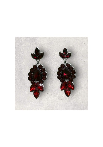 Lunara Kristal Taşlı Küpe - Gelin Kına Günlük Kullanım Bordo - 726451604 Bordo