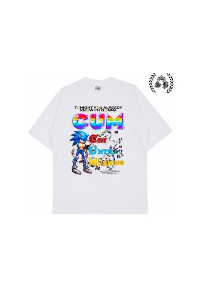 Startmore Sonic Cum Vintage Y2k Memes T-shirt Beyaz