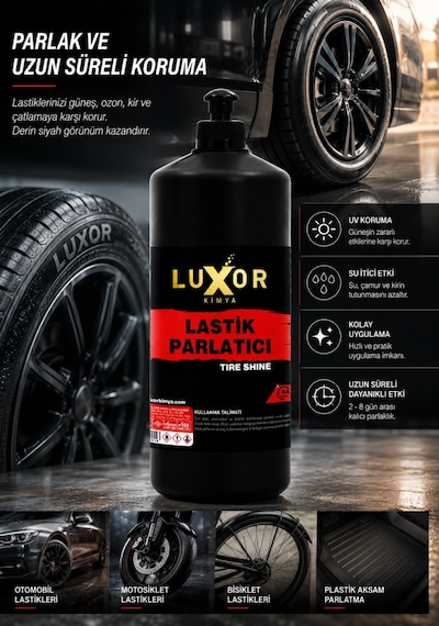 Luxor Kimya Gold Serisi Lastik Parlatıcı 473 ML + Sünger
