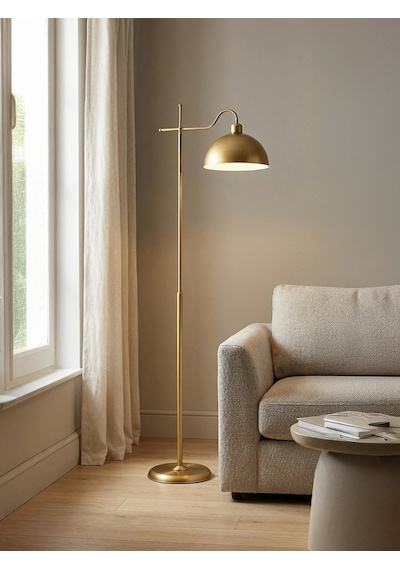 Glorea Metal Lambader Eskitme Gold & Beyaz Modern, Dekoratif Ve Zarif Yer Aydınlatması Gold