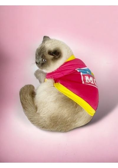 Kemique Hediye Paketli I Love Mom Pink Oval Yaka Kedi Tişört