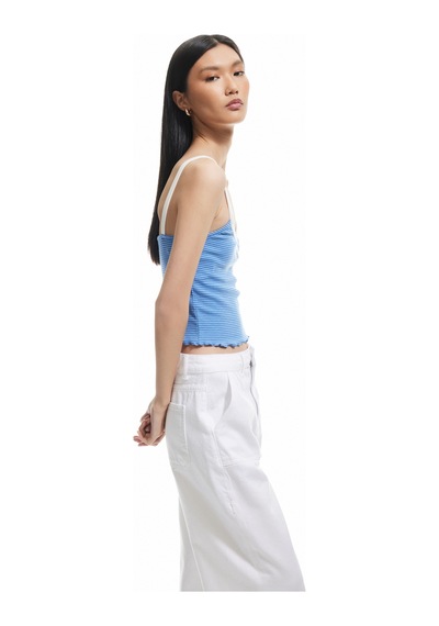 Koton Slim Fit Fiyonk Detaylı Çizgili İnce Askılı Tişört Mavi Çizgili 5sak10363ek Mavi Çizgili Koton Slim Fit Fiyonk Detaylı Çizgili İnce Askılı Tişört Mavi Çizgili 5sak10363ek Mavi Çizgili