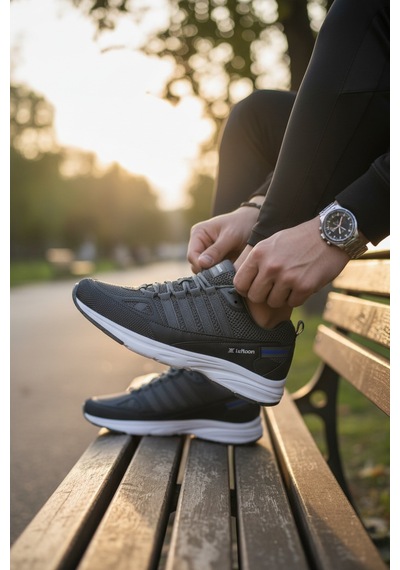 Enoch Ortopedik Yüksek Esnek Tabanlı Erkek Sneaker Füme - Beyaz