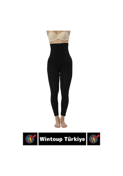 Wintoup Doğal Görünüm Çift Kat Bel Vücut Toparlayıcı Lazer Kesim Yüksek Bel Korse Tayt Çok Renkli
