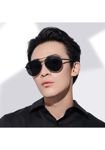 Xiaomi Mijia Luke Polarize Aviator Güneş Gözlüğü Uv400 Alüminyum-magnezyum Çerçeve Unisex 7 Katlı Özel Tac Lens Hafif 23gram Siyah