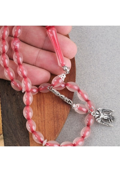 Kedigözü Alpaka Püsküllü Beyzi Kesim 7x11mm Tesbih- Kırmızı