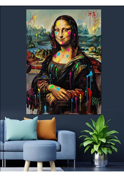 Mona Lisa Pop-art Versiyonu Dekoratif Kanvas - Mdf Ahşap Tablo