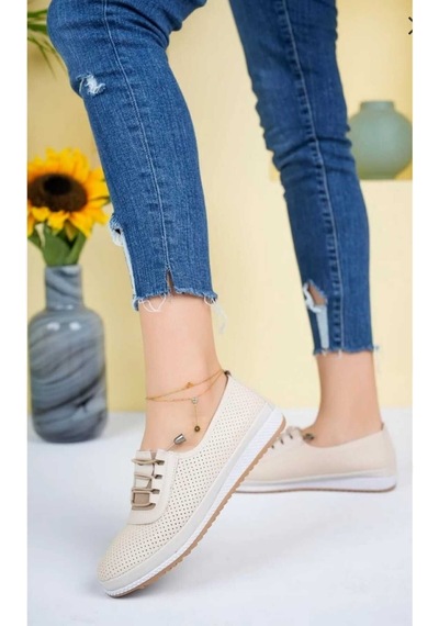 Modalendo Ayakkabı Kadın Krem Spor Babet Model:moda2 Krem