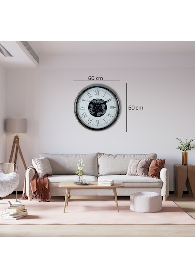 Silver Empire 60 Cm Çarklı Krom Duvar Saati Çok Renkli