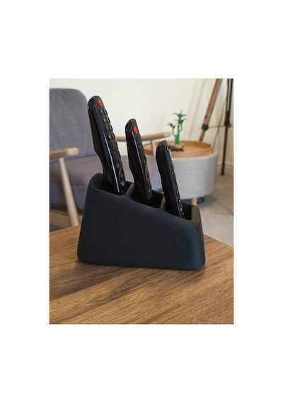 Dokulu Siyah 3 Bölmeli Masaüstü Kumandalık Tv Kumanda Düzenleyici Stand Organizer