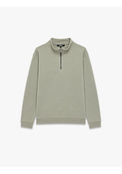 Koton Şardonlu Regular Fit Uzun Kollu Fermuarlı Yaka Sweatshirt Gri 7wam70003mk