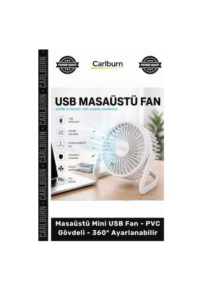 Özel Üretim 2500 Rpm Sessiz Motor Portatif Masaüstü Mini Usb Fan Pvc Gövdeli 360 Ayarlanabilir