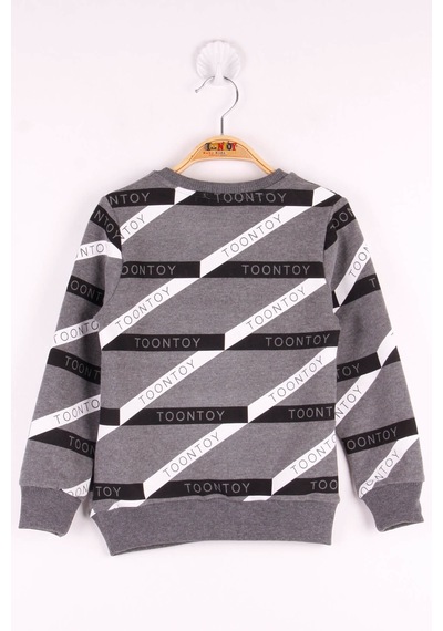 Toontoy Kids Toontoy Erkek Çocuk Toontoy Şeritli Sweatshirt Antrasit Melanj