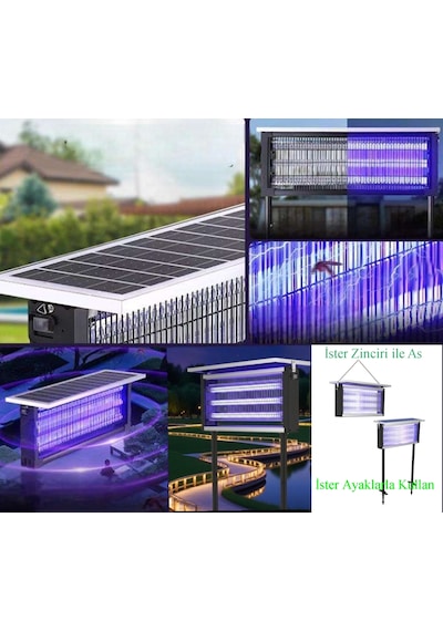 15 Watt Solar Güneş Panelli 3 Ampullü Ultraviyole Sinek Öldürücü %100 Enerji Tasarruflu Cız