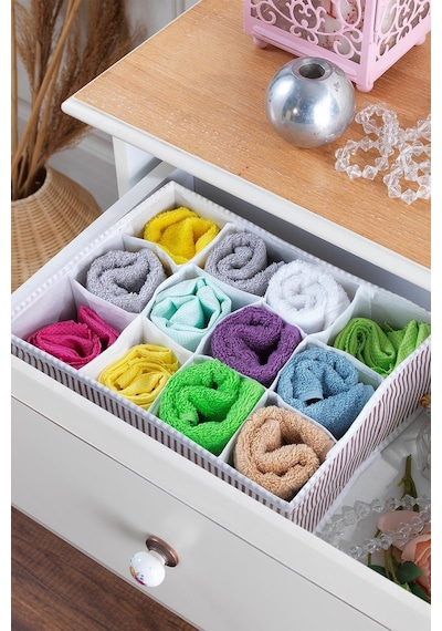Home 12 Bölmeli Çekmece İçi Düzenleyici Organizer Beyaz/kahve