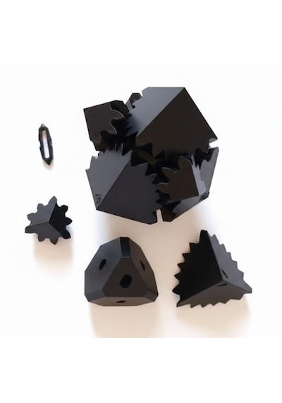 Mekanik Dişli Çarklı Zeka Küpü Hareketli Puzzle Yapı Bloğu - Eğitici Zeka Küpü Stres Oyuncağı- Siyah
