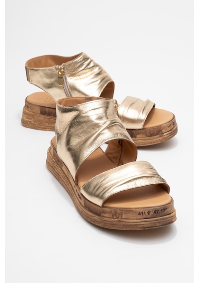 Luvishoes Lunas Altın Hakiki Deri Yandan Fermuarlı Kadın Sandalet Altın Luvishoes Lunas Altın Hakiki Deri Yandan Fermuarlı Kadın Sandalet Altın