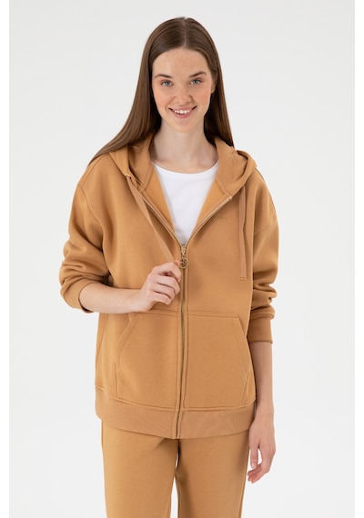 U.S. Polo Assn. Kadın Camel Şardonlu Kapüşonlu Sweatshırt 50314130-VR015