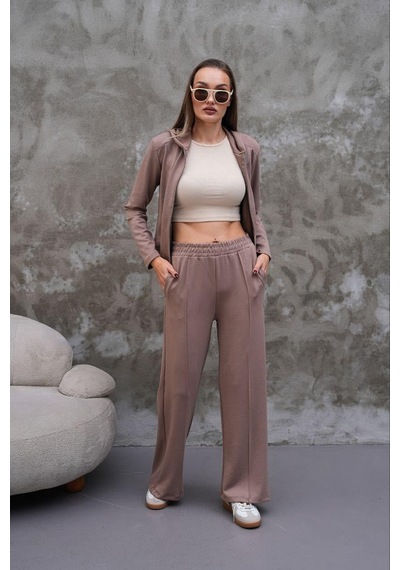 Elaxi Modal Kumaş Slim Fit Kapüşonlu İkili Takım VİZON