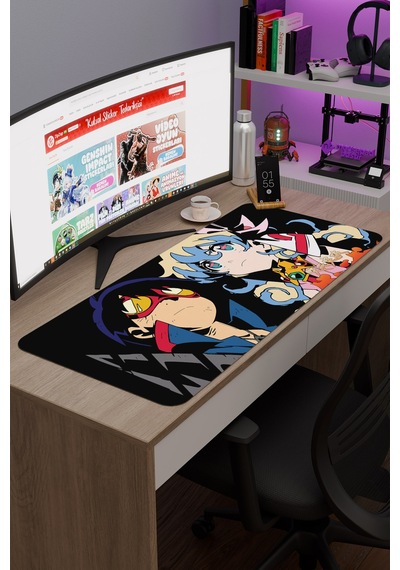 Gurren Lagann Kaymaz Dikişli Kauçuk Oyuncu Mousepad V4 - 90x40 Xxl Gaming Mouse Pad Fare Altlığı