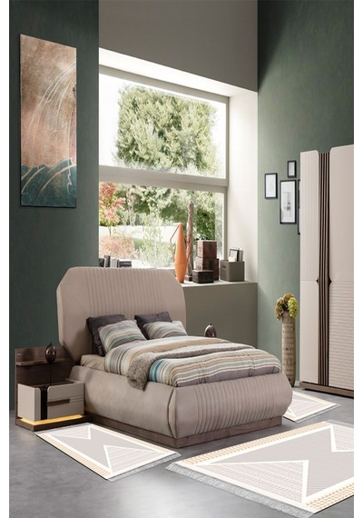 Eko Trend Djt Yıkanabilir Kaymaz Taban 3 Lü Yatak Odası Takımı P1526 Modern krem