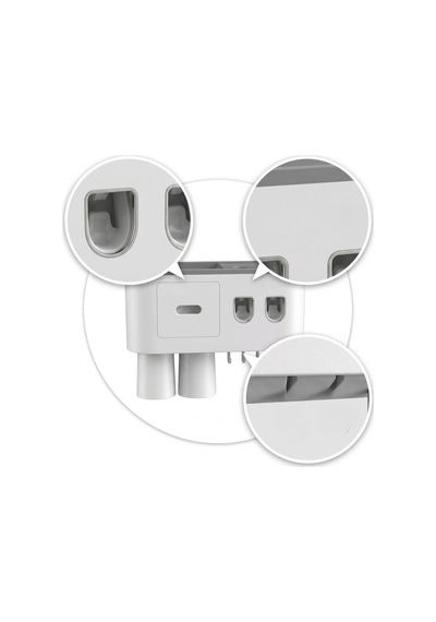 Northcity Çift Dispenserli Banyo Organizer - Diş Fırçası Tutucu Raflı Çekmeceli Beyaz