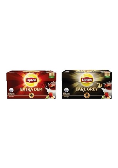 Extra Dem Demlik Süzen Poşet Siyah Çay 100'lü Paket Ve Lipton Earl Grey Demlik Süzen Poşet Bergamot Aramolı Siyah