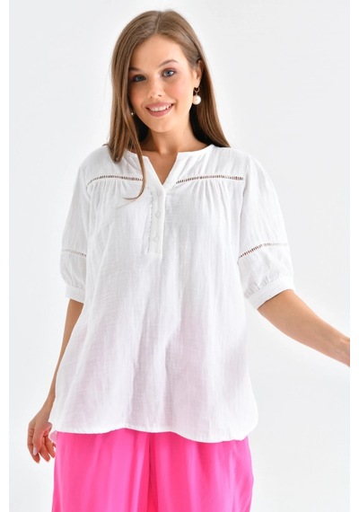 Park Karon Beyaz Renk Basic Bluz 001