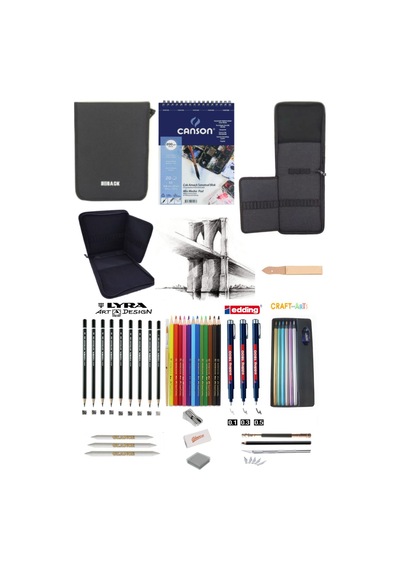 Canson Eskiz Defteri Lyra Dereceli Craft 6lı Jumbo Metalik Kuruboya Bback 2 Katlı Eskiz Çantası